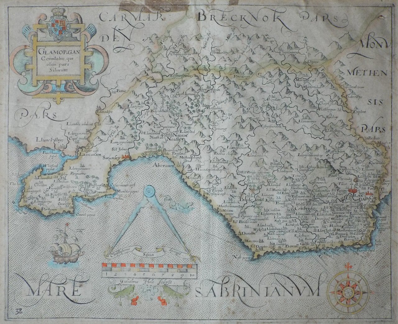 Map of Glamorganshire - Saxton-Hole